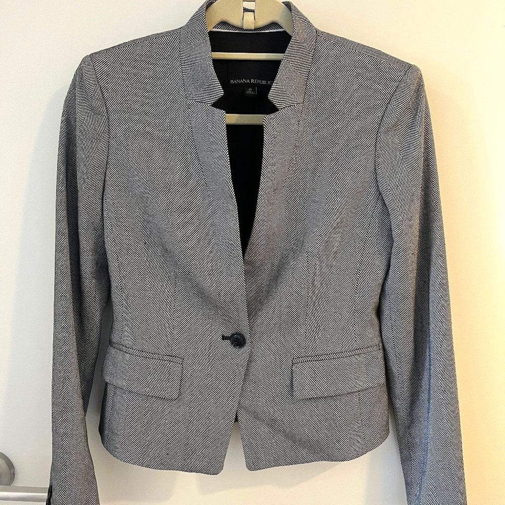 Black & White Herringbone Blazer